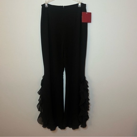 JS Collections Spanish Ruffle Split Hem Lightweight Flare Trousers Size 6 NWT - Picture 2 of 16